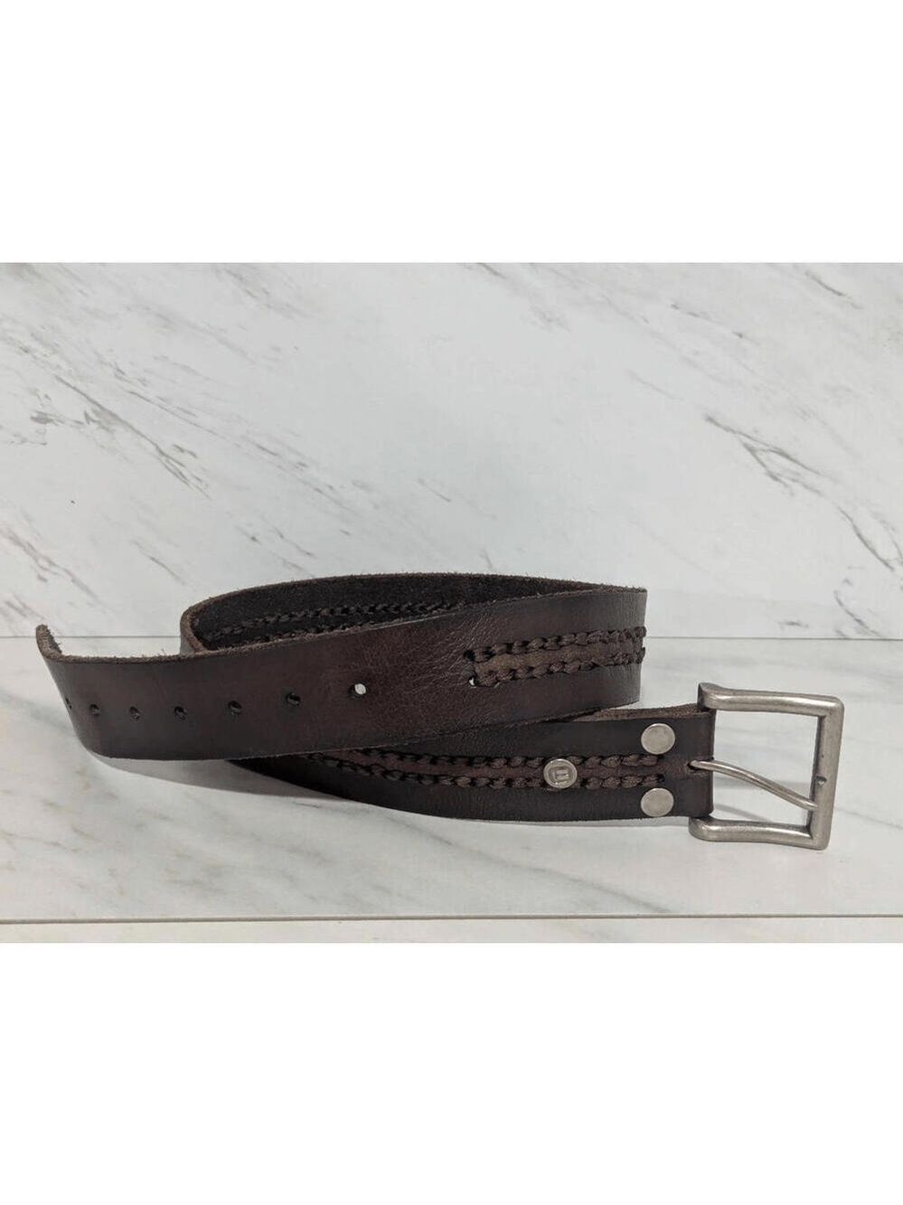 BKE Men's Brown Solid Leather Buckle Belt 1 3/4 Wide Size 34